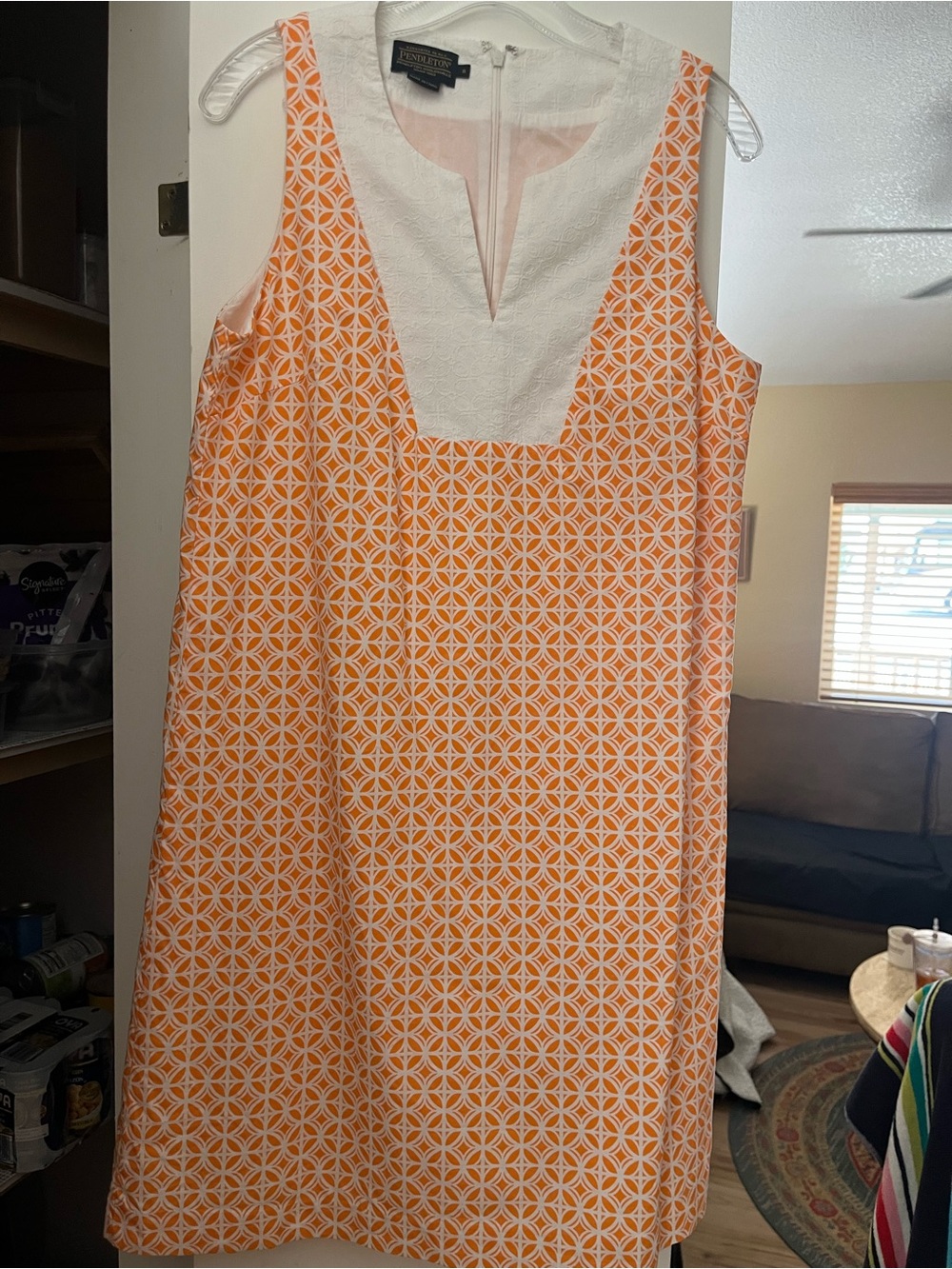 Pendleton Vista Sleeveless Tangerine and White Shift size 8